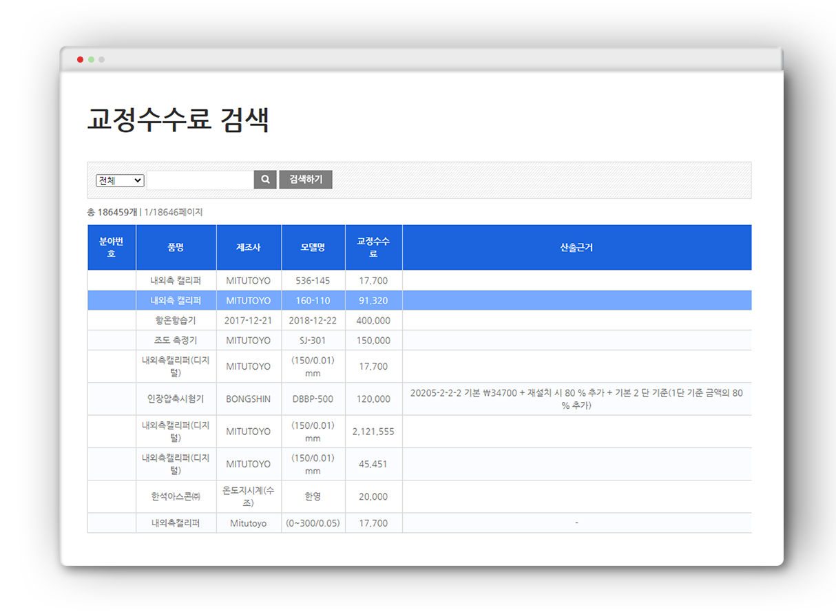 교정수수료 검색